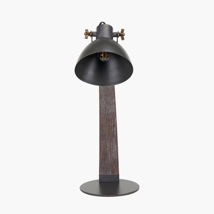 Pacific Lifestyle Topsham Wood and Grey Metal Curved Table Task Lamp