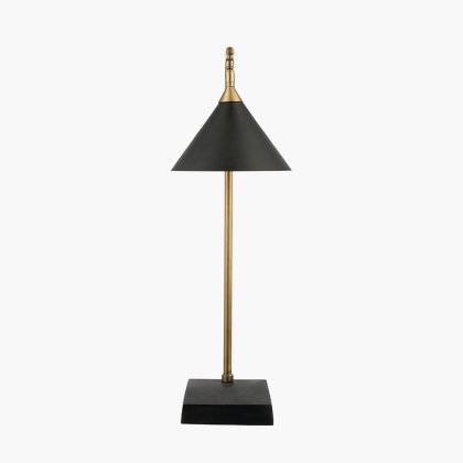 Pacific Lifestyle Zeta Matt Black and Antique Brass Table Lamp