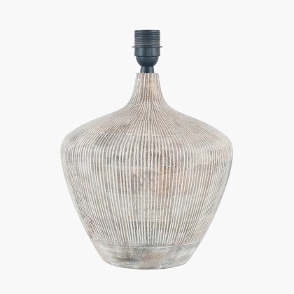 Pacific Lifestyle Manaia Textured Wood Table Lamp Base - White Wash