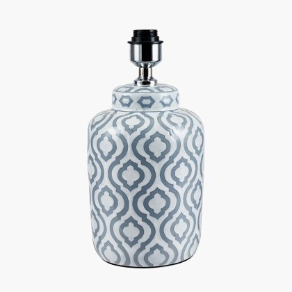 Pacific Lifestyle Celia Grey and White Pattern Ceramic Table Lamp Base