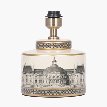 Pacific Lifestyle Wren Black and Cream Building Print Ceramic Table Lamp Base