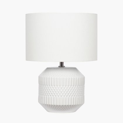 Pacific Lifestyle Meribel Geo Textured Ceramic Table Lamp - White