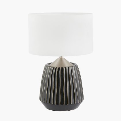 Pacific Lifestyle Artemis Black Textured Ceramic and Brushed Silver Table Lamp