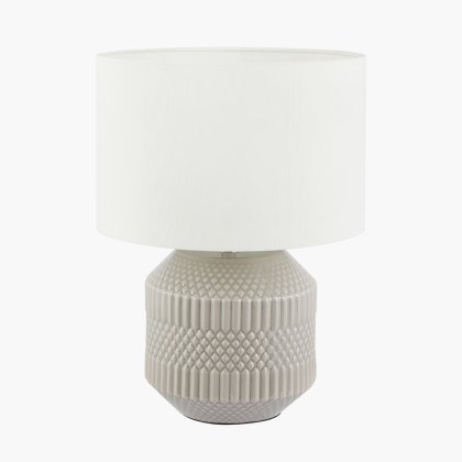 Pacific Lifestyle Meribel Geo Textured Ceramic Table Lamp - Grey