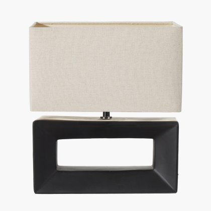 Pacific Lifestyle Block Ceramic Rectangular Table Lamp - Black