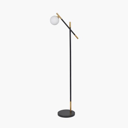 Pacific Lifestyle Wanda White Orb and Black Metal Floor Lamp