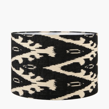 Pacific Lifestyle Lars Ikat Patterned Cylinder Lampshade 35cm - Black