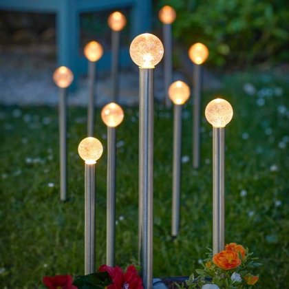 Smart Solar Decorative GlowBall Stake Lights - Set of 10