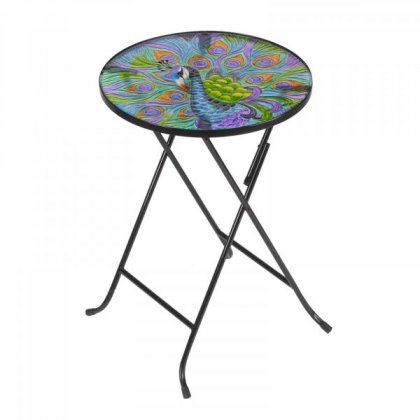 Flamboya Glass Decor Peacock Table