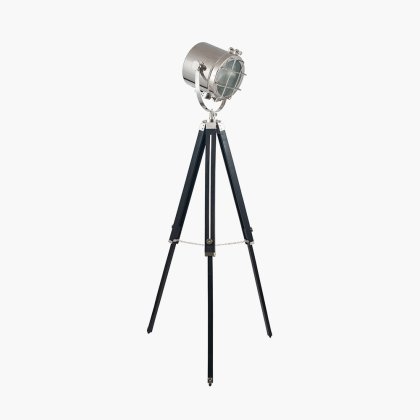 Pacific Lifestyle Beckett Black and Silver Tripod Marine Floor Lamp