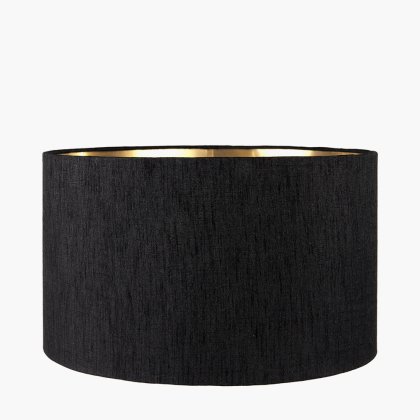 Pacific Lifestyle Stellan Slubbed Faux Silk Gold Lined Cylinder Lampshade 45cm - Black