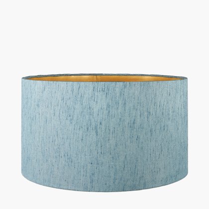 Pacific Lifestyle Stellan Slubbed Faux Silk Gold Lined Cylinder Lampshade 45cm - Duck Egg