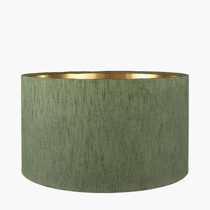 Pacific Lifestyle Stellan Slubbed Faux Silk Gold Lined Cylinder Lampshade 35cm - Green