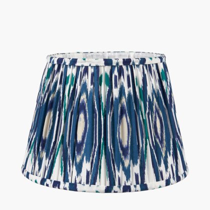 Pacific Lifestyle Izara Ikat Patterned Mushroom Pleat Tapered Lampshade 30cm - Ocean Blue