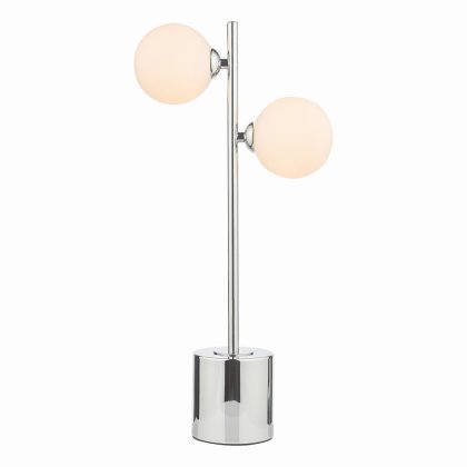 Dar Spiral 2 Light Table Lamp Polished Chrome with Opal Glass