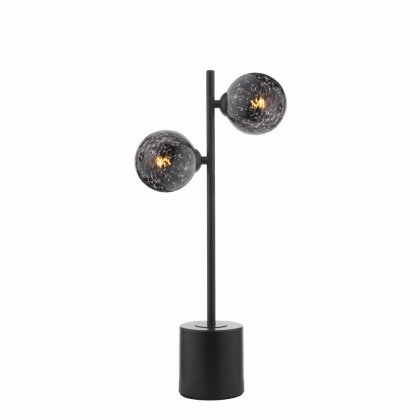 Dar Spiral 2 Light Table Lamp Matt Black with Black Confetti Glass