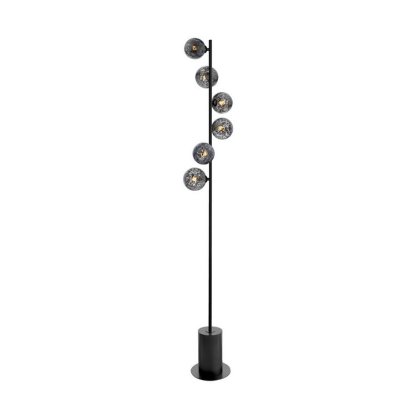 Dar Spiral 6 Light Floor Lamp Matt Black with Black Confetti Glass