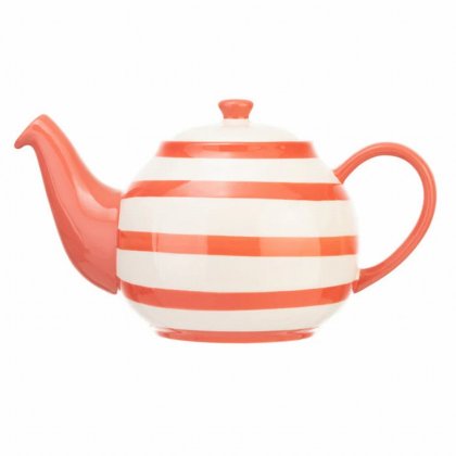 Siip Wide Horizontal Stripe 6 Cup Teapot Red