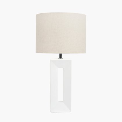 Pacific Lifestyle Block Ceramic Tall Table Lamp - White