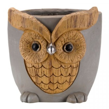 Flamboya Woodstone Owl Planter