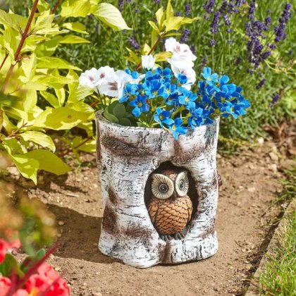 Flamboya Owl Log Planter