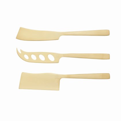 Artes 3 Piece Set of Brass Finished Cheese Knives