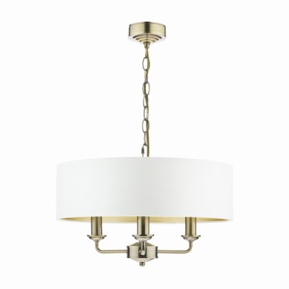 Laura Ashley Sorrento 3 Light Shadelier Antique Brass with Ivory Shade