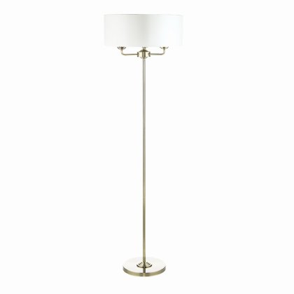 Laura Ashley Sorrento 3 Light Floor Lamp Antique Brass with Ivory Shade
