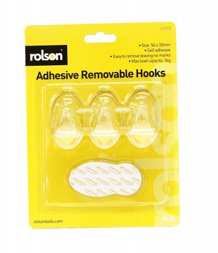 Rolson 3pc Transparent Removable Adhesive Hook