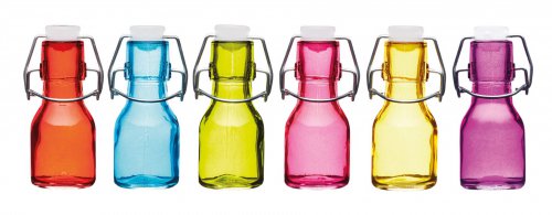 Colourworks Brights Mini Glass Bottle with Flip Top Lid Assorted 65ml