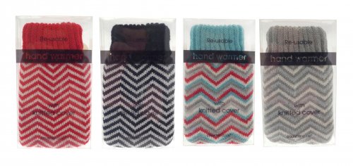 Country Club Chevron Design Re-usable Hand Warmers with Knitted Cover - Assorted