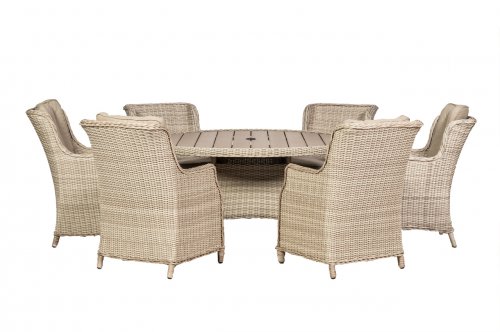 Royalcraft Seychelles 6 Seater Round Highback Comfort Dining Set