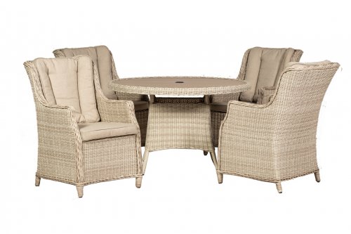 Royalcraft Seychelles 4 Seater Round Highback Comfort Dining Set