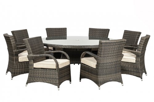 Royalcraft Dallas 8 Seater Round Dining Set - Brown