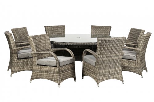 Royalcraft Dallas 8 Seater Round Dining Set - Grey