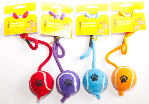Petface Tennis Ball On A Rope - Assorted