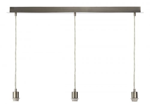 Dar 3 Light Satin Chrome E27 Suspension with Clear Cable