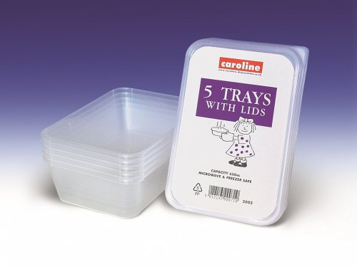 Caroline Plastic Tubs with Lids 650ml Clear (Pack of 5)