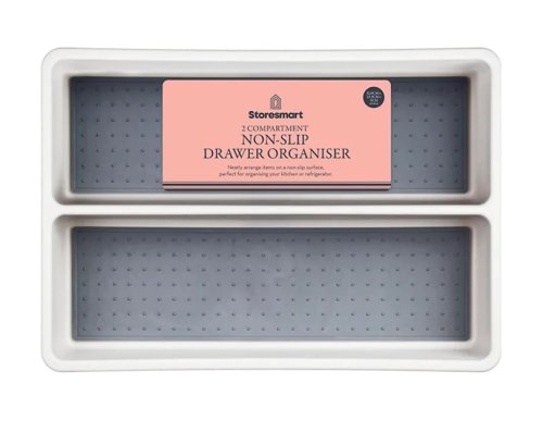 Storesmart Non-Slip 2 Compartment Drawer Organiser - 5cm x 32.6cm x 23.3cm