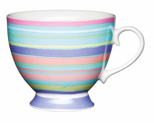 kitchencraft bone china 400ml footed mug bright stripe