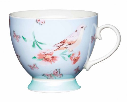 KitchenCraft Fine Bone China Footed Mug 400ml - Blue Birds