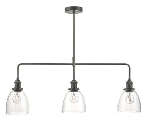 Dar Arvin 3 Light Bar Pendant Antique Chrome & Glass