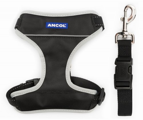 ancol Black Nylon Padded Dog Harness - XL