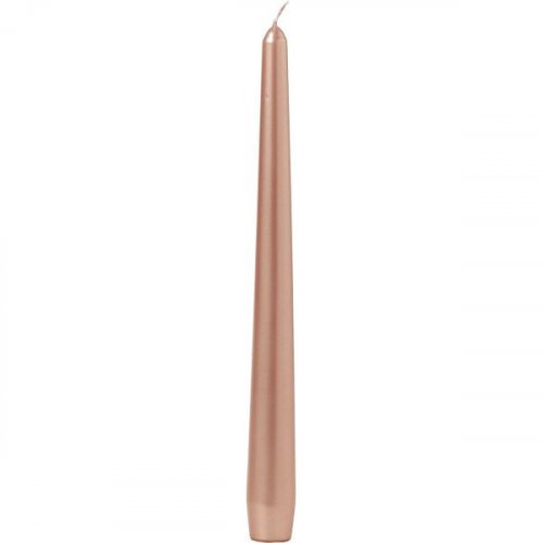 bolsius metallic tapered candle 250 x 25mm - rose gold