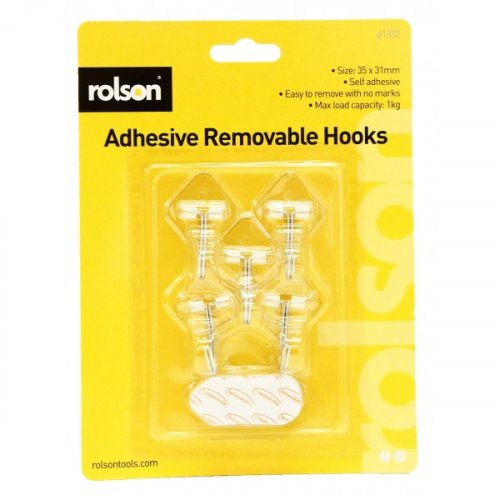 Rolson 5pc Removable Adhesive Metal Hooks