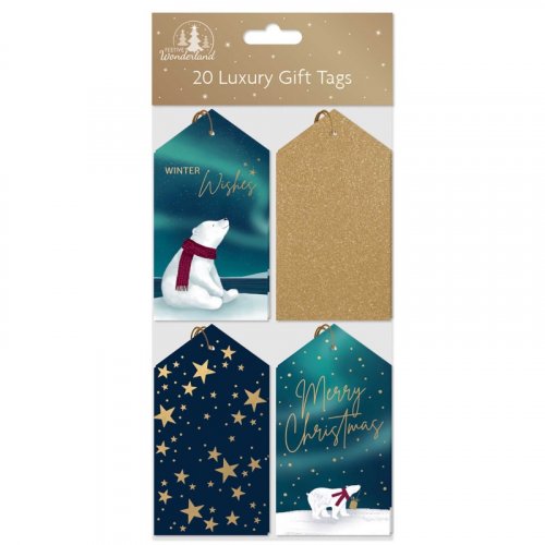 Festive Wonderland Luxury Gift Tags Blue & Gold (Pack of 20)