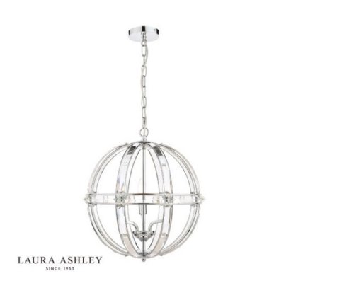 Laura Ashley Aidan 5lt Pendant Glass & Polished Chrome