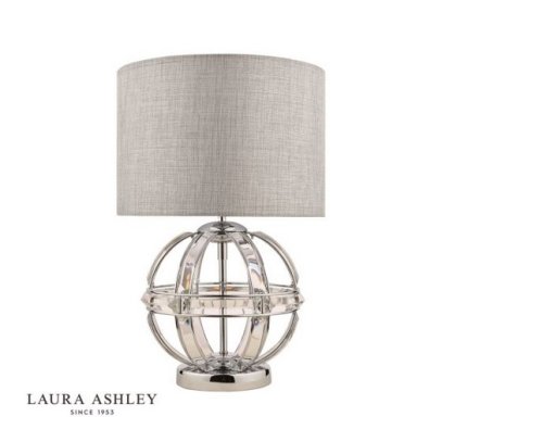 Laura Ashley Aidan Glass & Polished Chrome Globe Table Lamp with Shade