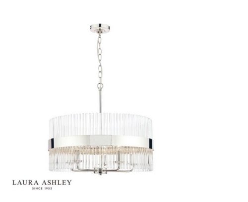 Laura Ashley Alexa 5lt Pendant Polished Nickel Glass Rods