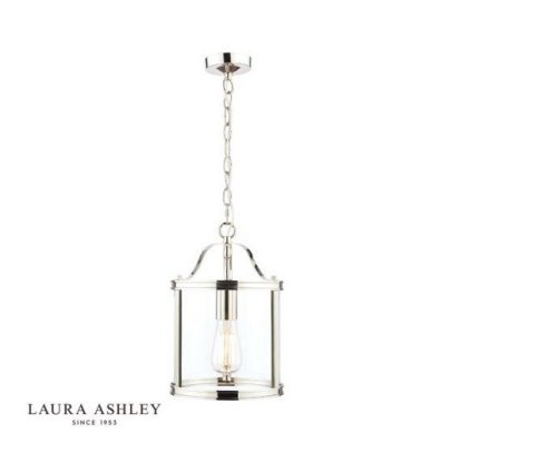 Laura Ashley Harrington Lantern Polished Nickel Glass